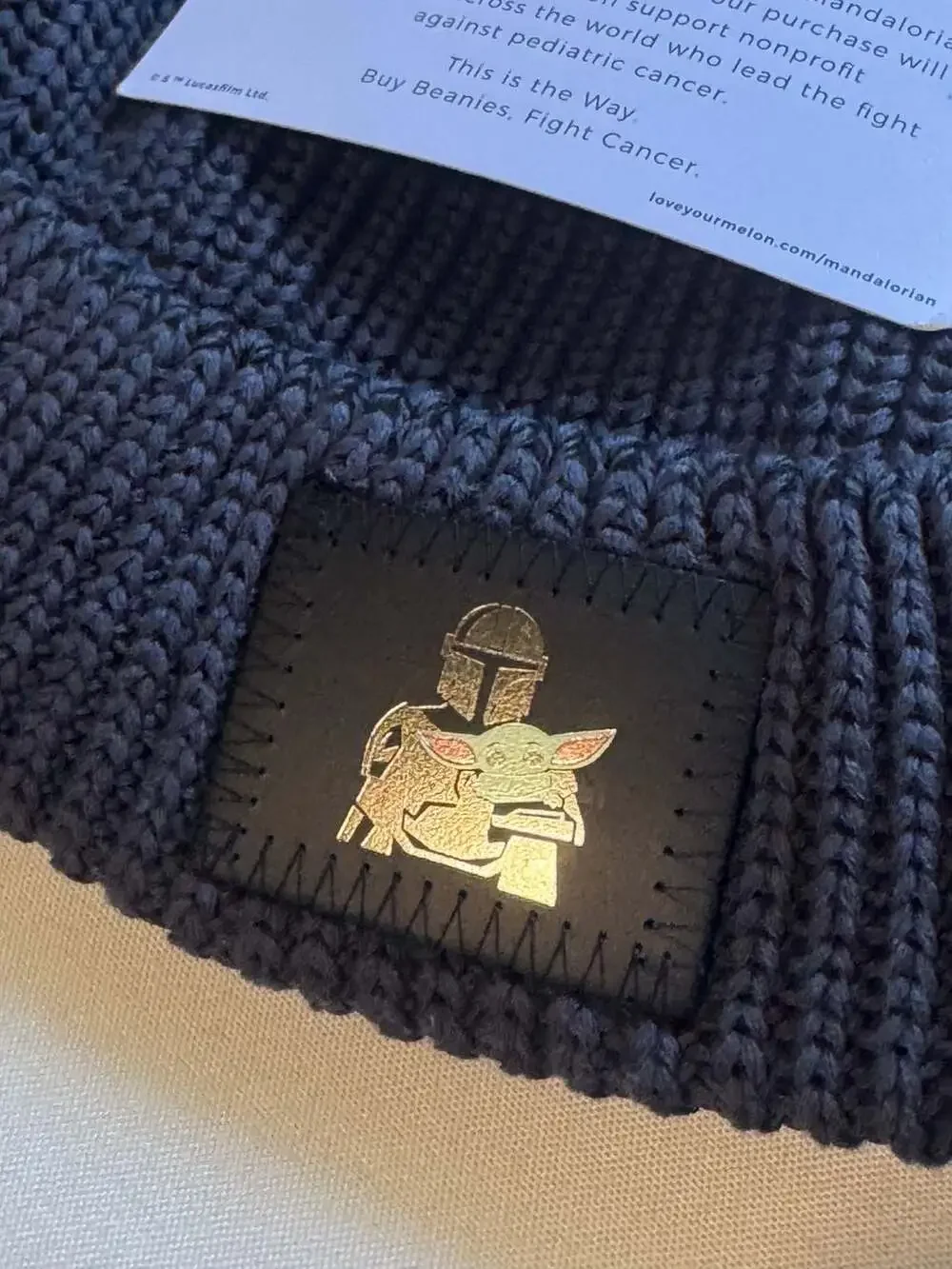 Star Wars Mandalorian Grogu Love Your Melon Knit Beanie Hat NWT Charcoal